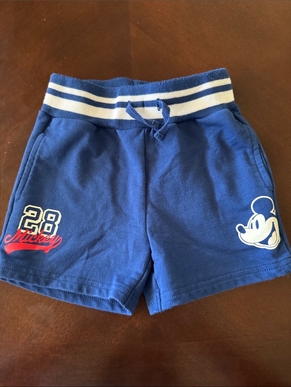 Blue Mickey Mouse Kids Shorts with Striped Waistband